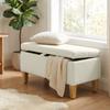 Storage Bench End Of Bed Upholstered Linen Footrest With Rubber Wood Legs 71x37x36cm Beige