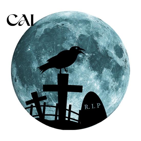 Luminous Window Decorations Halloween Glow in The Dark Wall Stickers, Moon Bat Tombstone Raven Clings Ghost Decals, Waterproof for Holiday