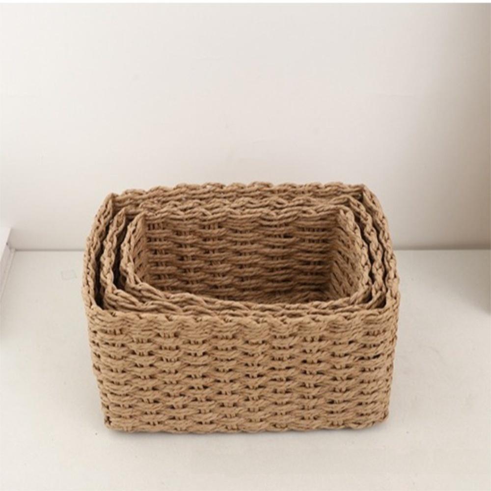 Versatile Desktop Organizer Handwoven Storage Bins Durable Storage Box Home Organizer