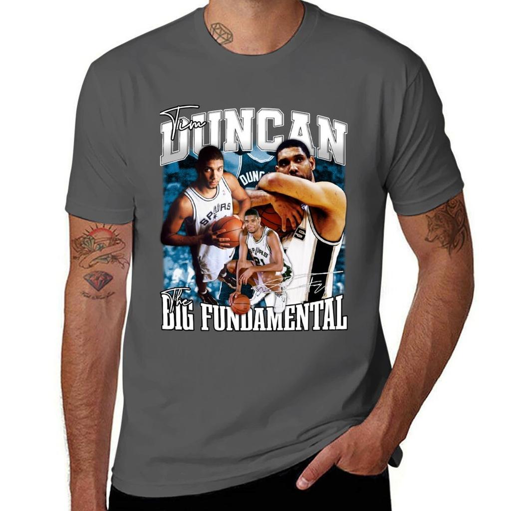 Vintage Tim Duncan The Big Fundamental Basketball Legend Signature Retro 80s 90s Bootleg Rap Style Tshirt