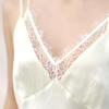 100% Mulberry Silk Summer Sexy Shoulder Strap Lace Women's Suspender Nightgown