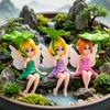 Миниатюрные Фигурки Фей Маленькие Феи Украшения с Листом Лотоса для Цветочного Горшка Сада Фей Мховые Пейзажи Домашний Настольный Декор Полки Автомобиля