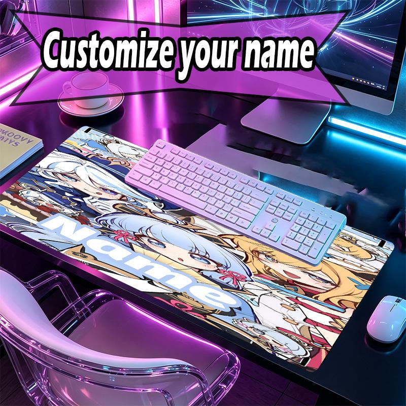 Custom Name Personalized Genshin Impact Pattern Mousepad, Laptop PC Desk Mat, Decorative Desk Mat for Home Keyboard Pad Gift