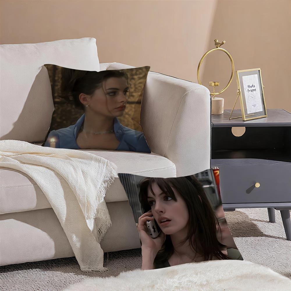 AAnne HHathaway Cushion Cover Throw Pillow Cover Hidden Button Durable Polyester Chair Cushion