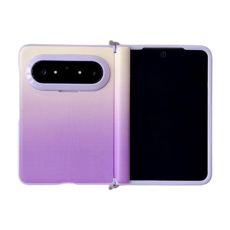 Совместимо с Huawei PuraXMax: Складной защитный чехол с градиентным цветом, с однотонной противоударной полной защитой и ремешком для руки.