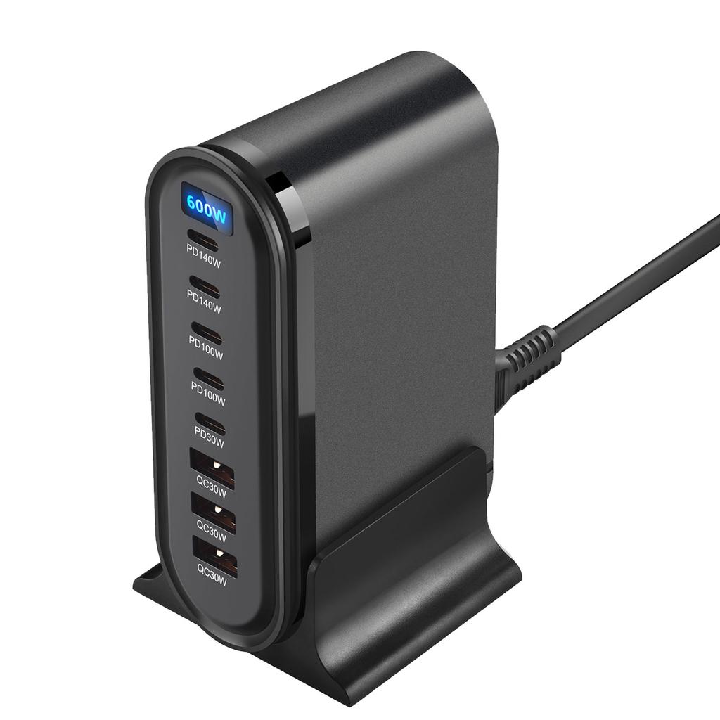 Зарядная станция 600 Вт USB C, 8 портов, USB-зарядное устройство для быстрой зарядки различных устройств, Высокоэффективный адаптер для зарядки