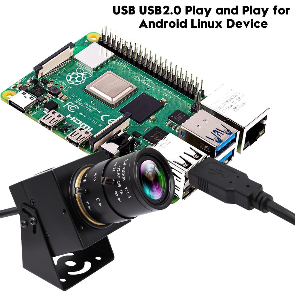 ELP 90fps Global Shutter USB Camera High Speed USB Camera 4x Manual Zoom with Varifocal Lens 1200P Goft Swing Camera Plug and Play for Laptop