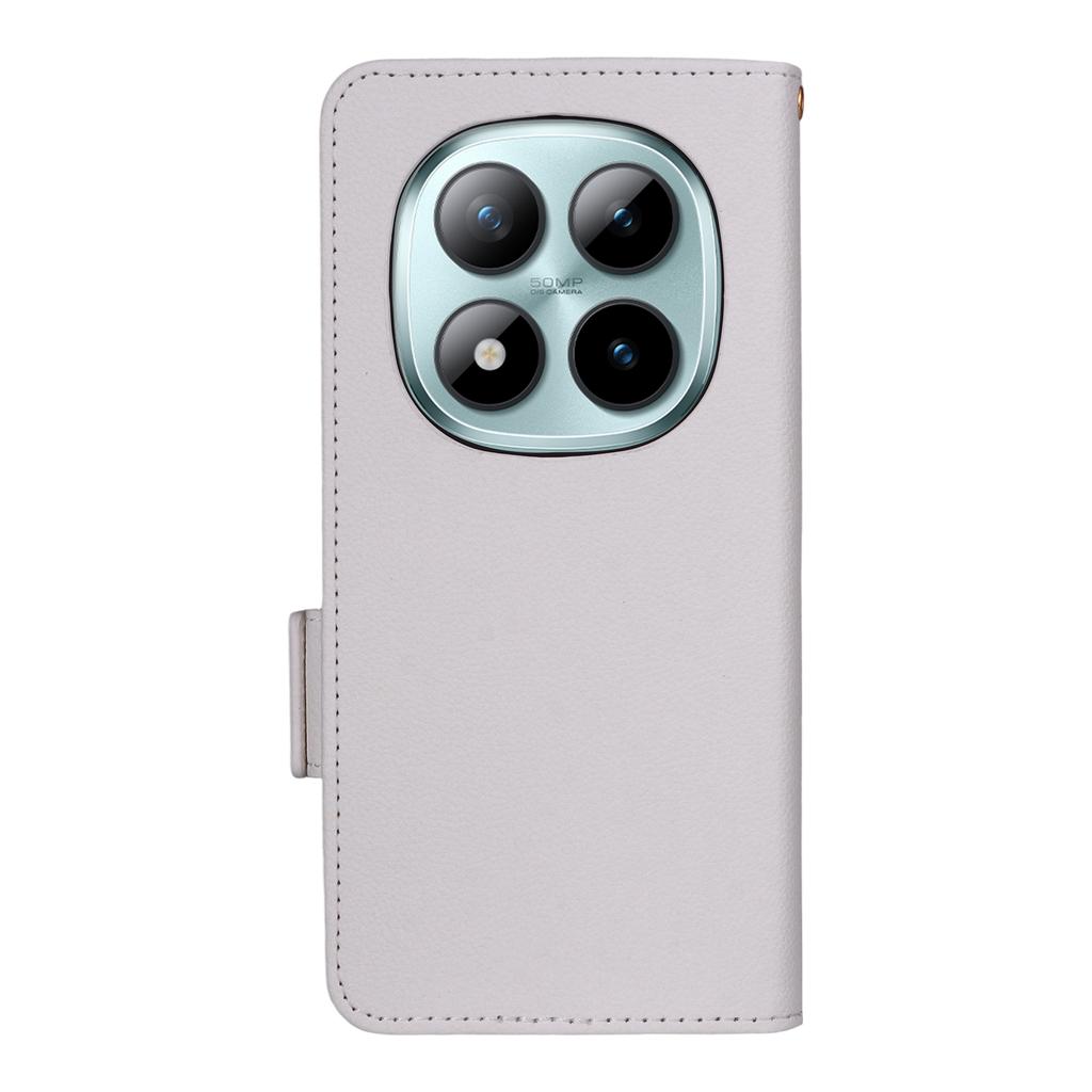 Для Xiaomi Poco M8 Pro 5G/Redmi Note 15 Pro+ 5G (Глобальный) Чехол-книжка из кожи с текстурой личи и ремешком на запястье