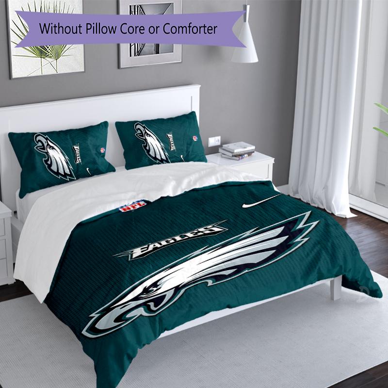 3pcs Philadelphia Eagles LOGO Duvet Cover Set, Includes 1 Duvet Cover and 2 Pillowcases,Skin-Friendly&Comfortable Fabric,Suitable Bedding Sets