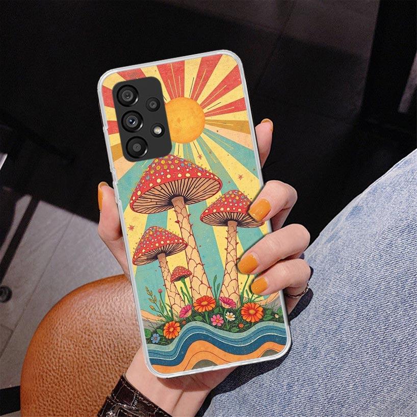 Boho Hippy Mushroom Sunrise Phone Case For Samsung Galaxy A52 A32 A22 A12 A51 A31 A50S A30S A20S A10S Note 20 Ultra 10 Plus S10