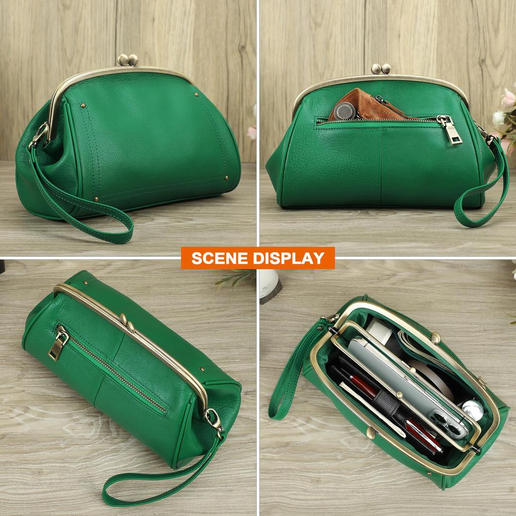 CONTACT'S 2024 сумки-клатчи из натуральной кожи с замком Kiss Lock, дизайн с металлическим каркасом, женские модные сумки с карманом для телефона, женские сумки, сумки