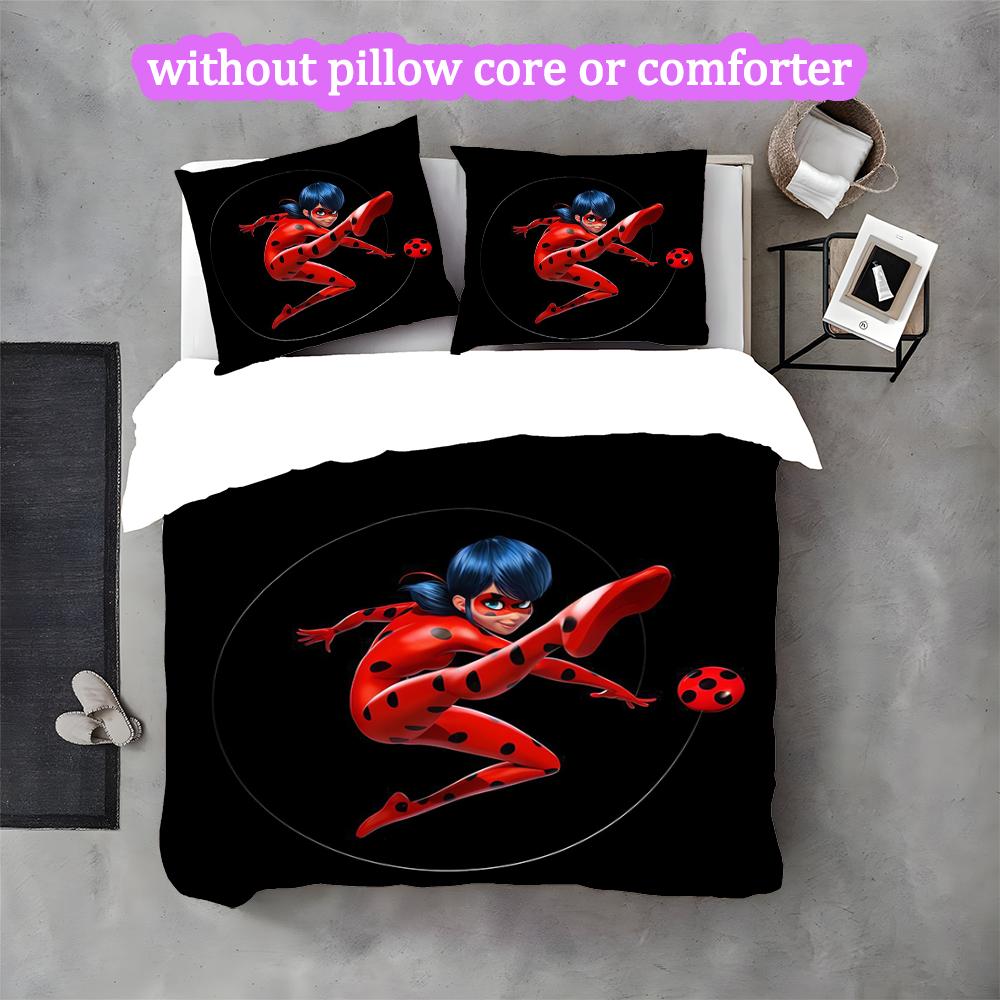 Ladybug Duvet Cover Set - Without Core & Quilt, Lightweight Machine Washable, Anime Style Gaming Bed Set