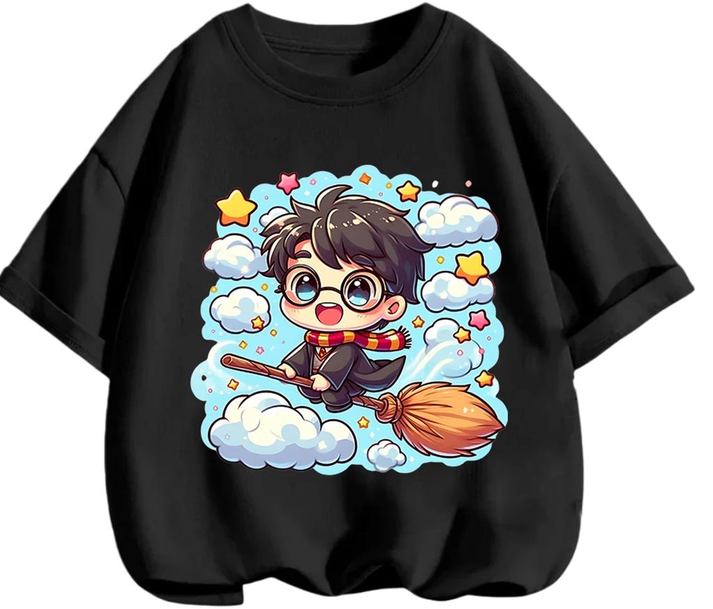 Breathable Summer Harry Potter T Shirt Street Fashion Casual Short Sleeve Outfit Boys Girls