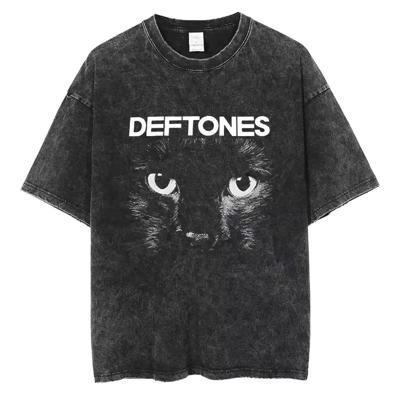 Новая хип-хоп футболка Deftones с коротким рукавом, круглым вырезом, состаренная, в стиле Y2k, мужская одежда, новый топ и футболка, мужская футболка Camisetas