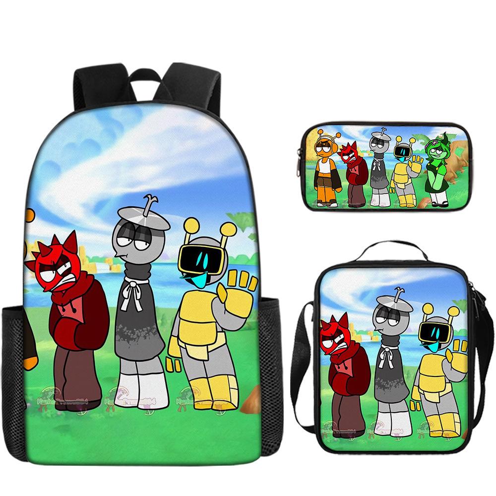 Rhythm Box Sprunki Student School Bag Backpack Backpack Three-Piece Set