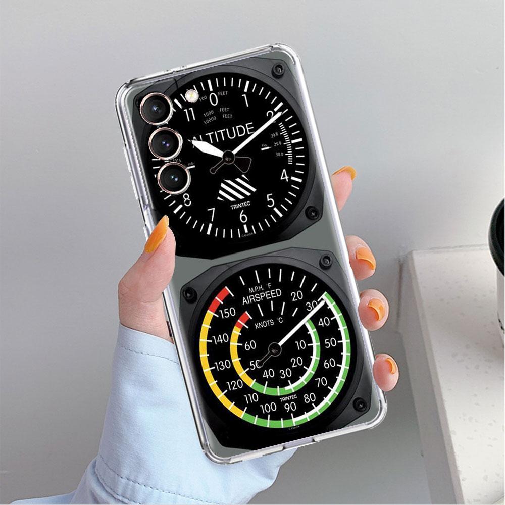 Прозрачный чехол для Samsung Galaxy S22 S20 FE S21 S23 Plus Note 20 10 Phone Shell Aviation Airplane Verticopter Cockpit Instrument