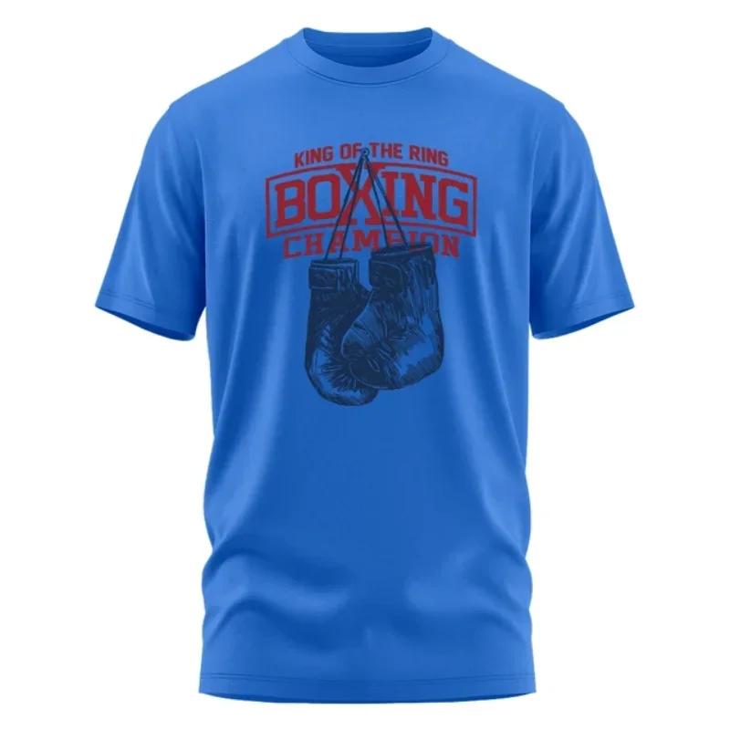 Футболка с принтом бокса King of The Ring для мужчин и женщин, винтажная одежда для спортзала, топы, футболки
