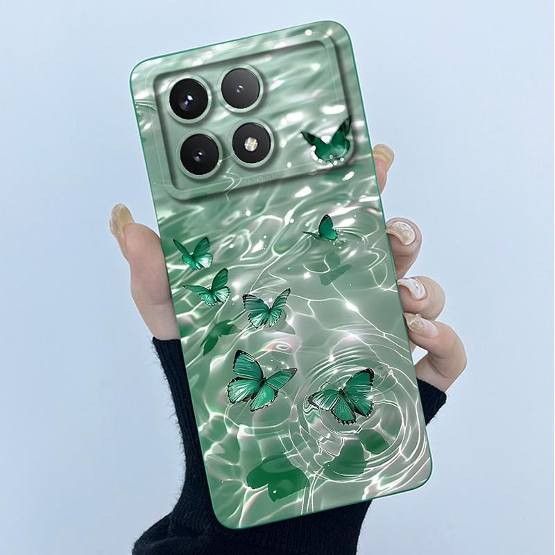 Для Xiaomi Poco X6 Pro 5G Чехол Poco X6Pro Задняя крышка Модный Минимализм Цветочный Мягкий Жидкий Силиконовый Чехол Для PocoX6 Pro Fundas