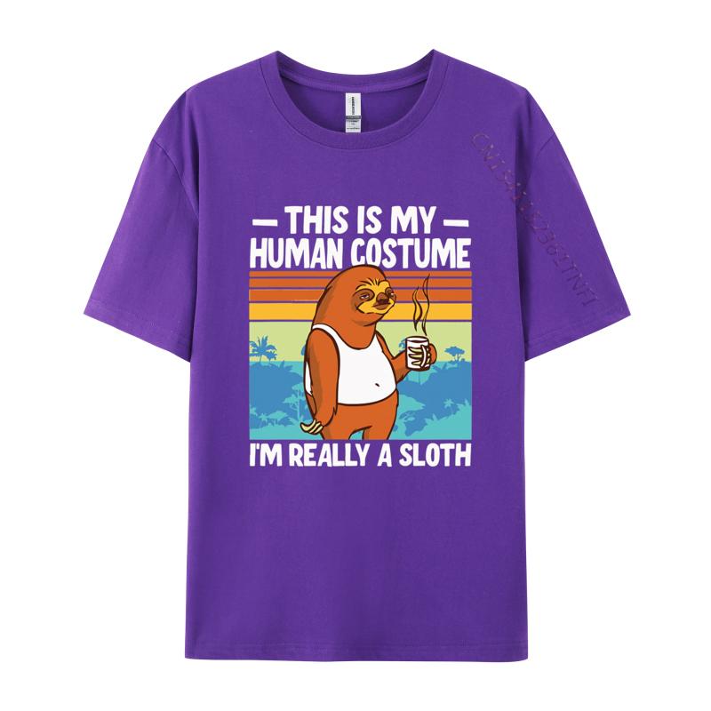 This Is My Human Costume Im Really A Sloth T Shirt Men Cotton Oversized Print T Shirts Graphic Tshirt Tee Top