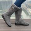 Women's Winter Mid-Calf Snow Boots Warm Faux Fur-Lined Non-slip Side Zip Faux Suede Tall Boots for Women Round Toe Fuzzy Chunky Heel Walking Boots
