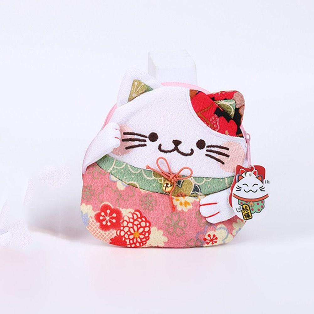 Клатч с молнией 'Счастливый кот' в японском стиле, держатель для карт, портативный кошелек для монет 'Манеки-неко', женский