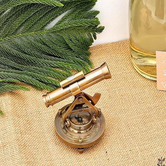 Brass Nautical Alidade Telescope Compass Surveying Theodolite Marine Home Office Table Decor  Survey Transit Telescope Instrument Compass
