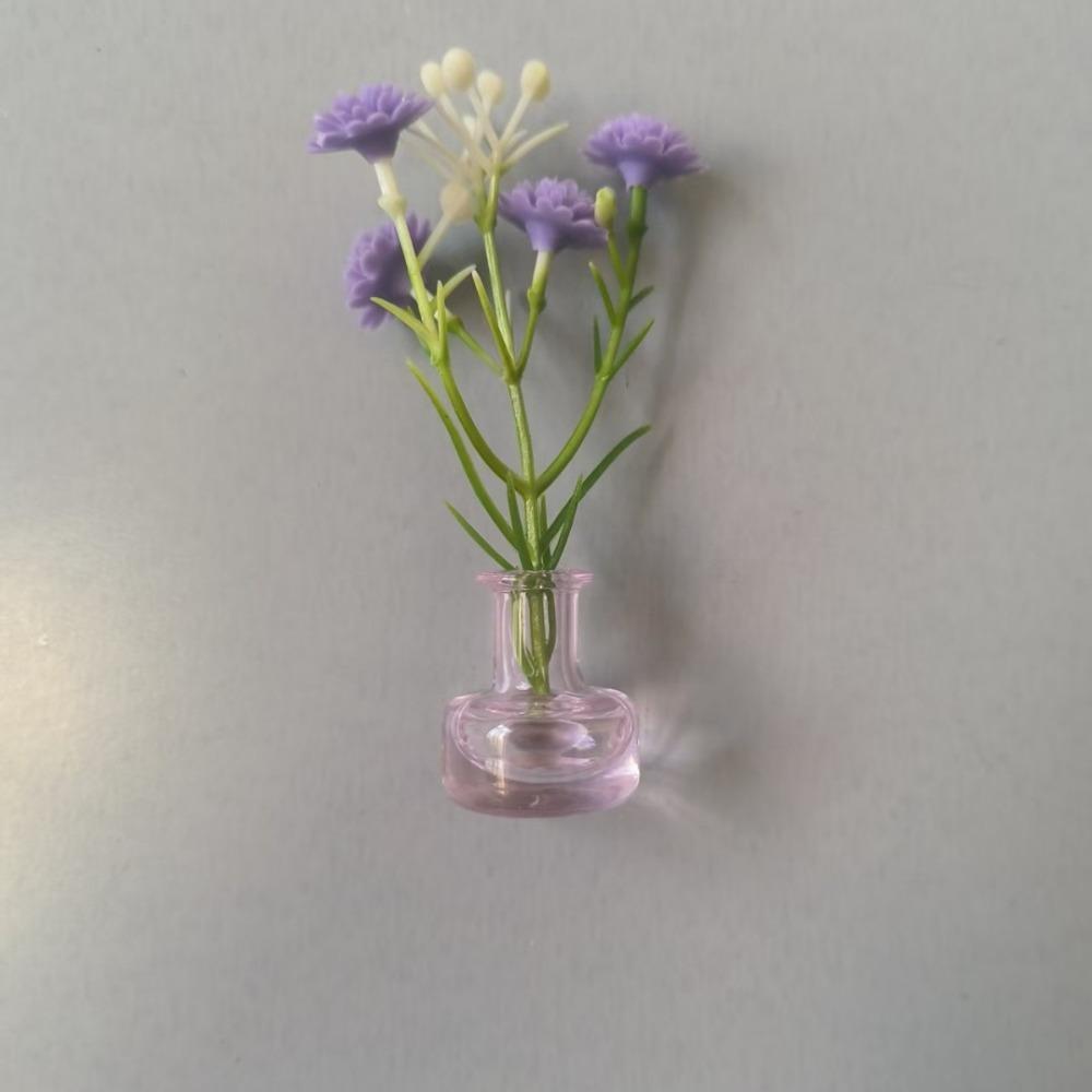 Магнитная ваза 1D-дизайна с искусственными цветами DIY Мини-стеклянная мини-ваза Магниты Круглое основание Магнитная задняя сторона