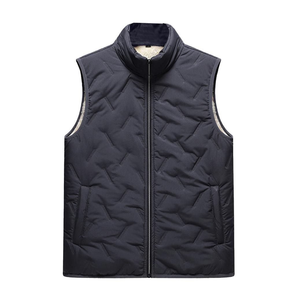 Men's Solid-color Casual Down And Cotton Vest Stand-up Collar Embossed Sleeveless Vest Jacket