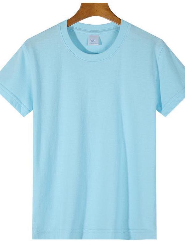 In Stock: 200G Pure Cotton Children's Short Sleeve Round Neck T-shirt - Customizable Class or Parent-Child Uniform