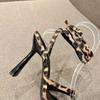 Fashion New Sexy Leopard Print Pointed Toe Slingback Sandals Women Summer Open Toe Buckle Strap Gladiator High Heels Party Dress Shoes