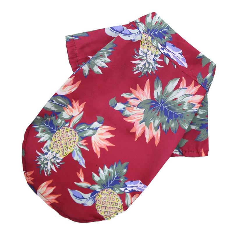 Летняя одежда для щенков Футболка с принтом ананасов в гавайском стиле для маленьких и средних собак и кошек, удобный шифоновый материал