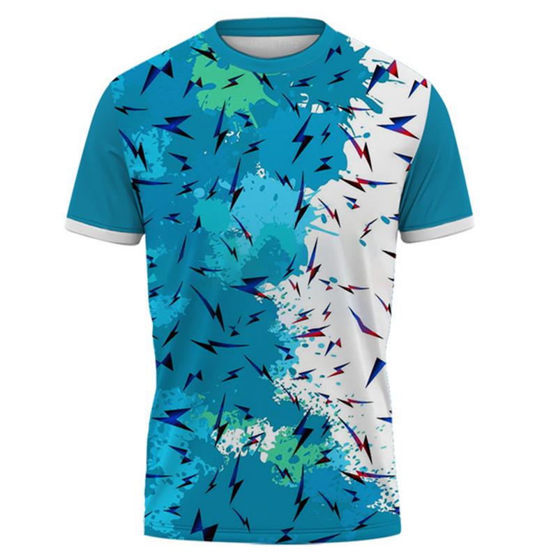 Lightning Tshirt for Men Badminton Tennis Series Quick Drying 3D Print Sweatshirt Sportswear Comfortable O-Neck Short Sleeve Tee
