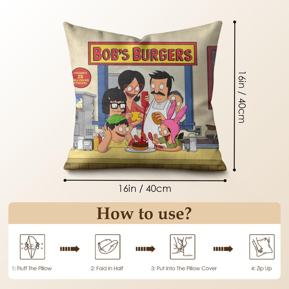 Аниме B-Bobs B-Burgers Наволочка Натуральный Лен Органическая Ткань Двусторонняя Печать Диван Домашний Декор Подарок Наволочка