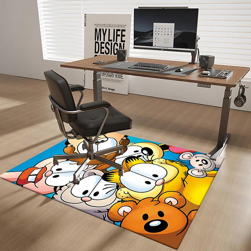 1 шт. Коврик для офисного кресла с дизайном Garfield & Friends (Аниме Мультфильм) - Нескользящий Ковер для Домашнего Декора, Сезонный Подарок, Подходит для Офиса, Гостиной, Спальни