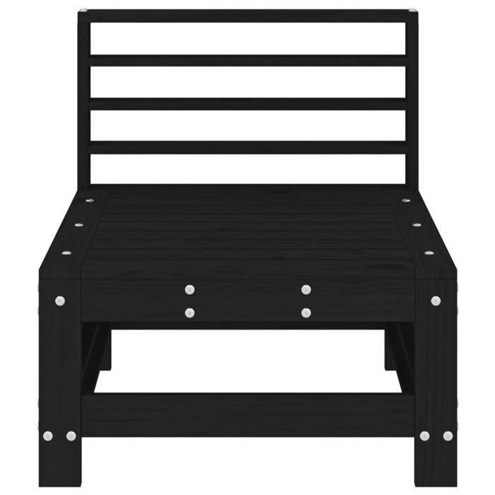 VidaXL Canapé Central de Jardin, Siège avec Dossier, Meuble de Terrasse Patio Arrière-cour Balcon Extérieur, Noir Bois de 825615