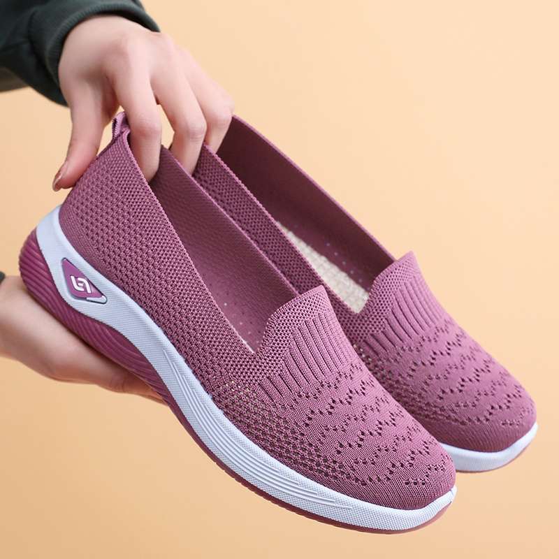 Summer Old North Cloth Shoes Women's Mesh Shoes Hollow Mesh Casual Shoes Breathable Fly Weaving One Pedal Soft-soled Mother Shoes