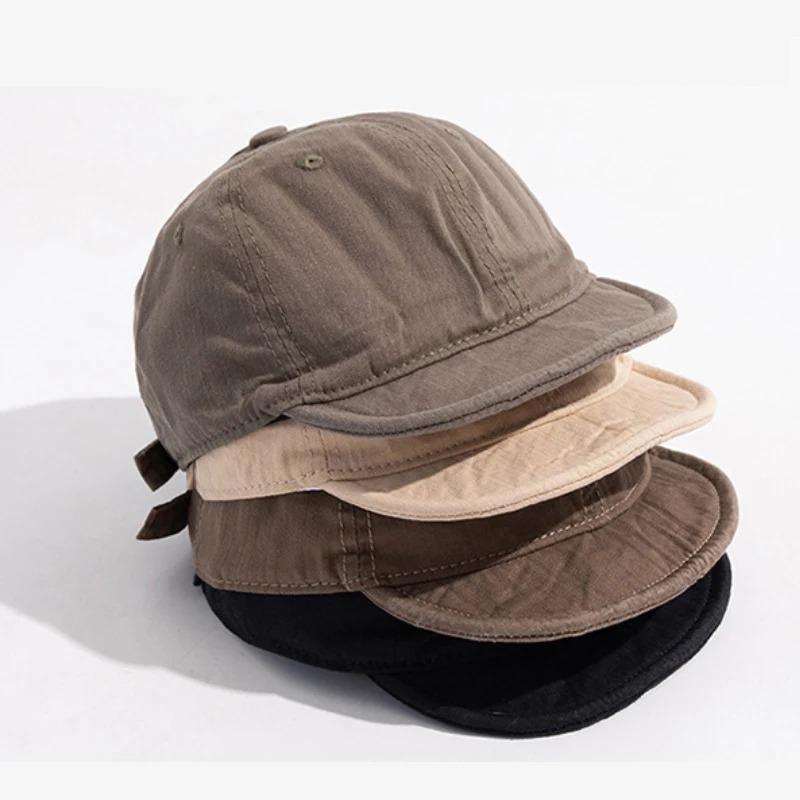 Новая унисекс ретро стираная бейсболка с коротким козырьком, регулируемая snapback, хип-хоп дизайн, защита от солнца, для мужчин и женщин, для ношения на улице и на каждый день