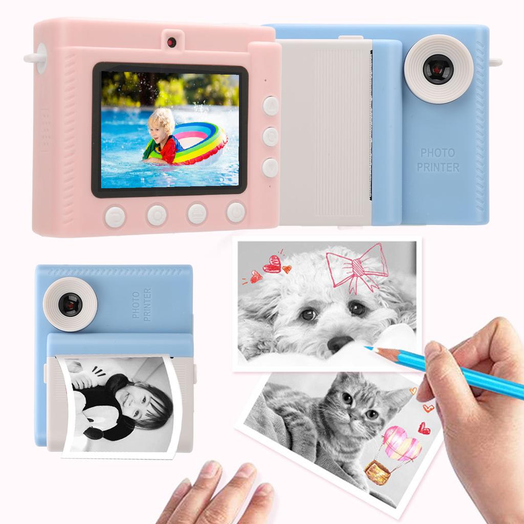 Детская камера для печати с 3 рулонами бумаги для печати HD с двумя объективами фото и видео для уличных игр Pho