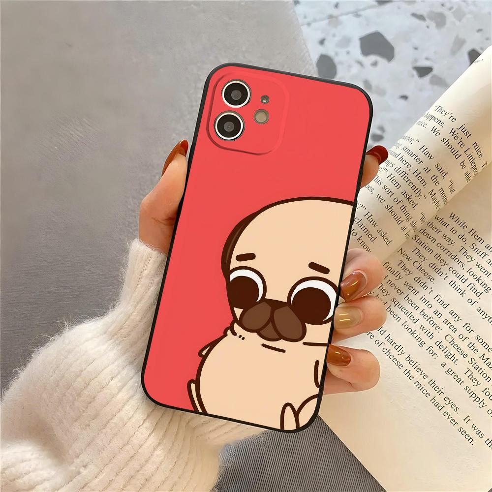 Чехол для телефона P-Puglie Dog Pug силиконовый мягкий для iPhone 16 15 14 13 12 11 Plus Pro Max Plus