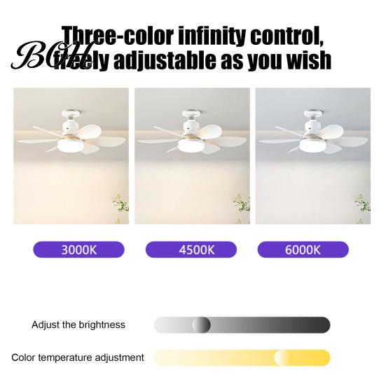 Rental Friendly Fan Lamp 42/52cm Ceiling with LED Lamp, E27 Socket, 6 Blades Fan, Remote Energy Saving Controlled 3 Color Dimmable Quiet Sleeping