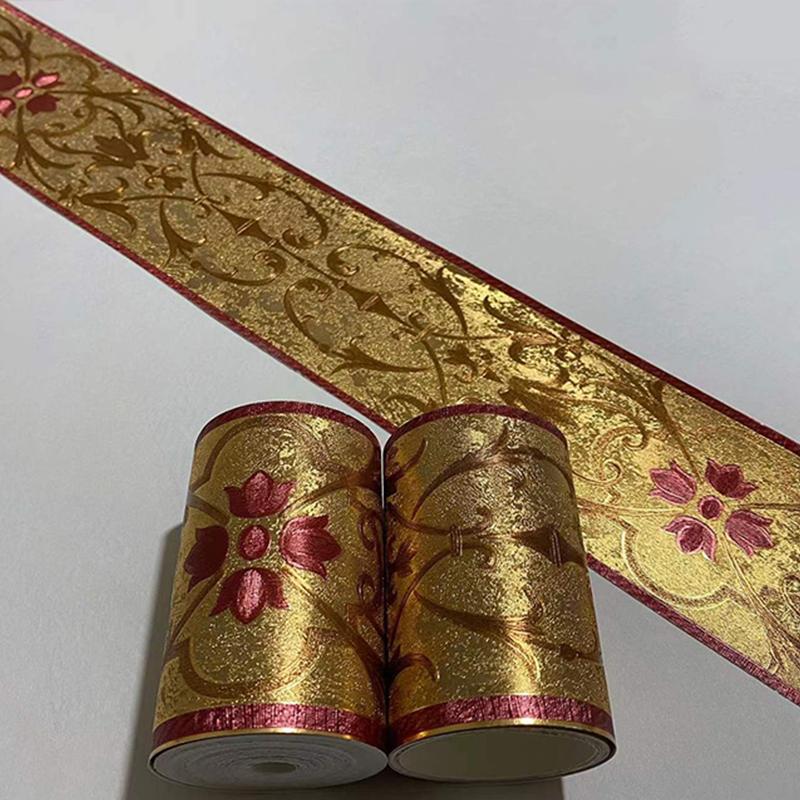 10 метров золотая роскошная ПВХ 3D водонепроницаемая плитка наклейки линия талии обои гостиная настенные бордюры наклейки 8 см плинтус линия