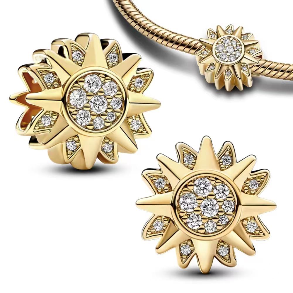 Серия 'Новолуние и Звезда' Удача Мерцание Солнце Подвески Для Браслета Originalcharms Шарм Медный Женские Украшения Своими Руками