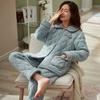 Pajamas Women'S Winter And Winter Coral Fleece Flannel Padded Jacket Three-Layer Thickened Fleece Warm Loungewear Autumn And Winter