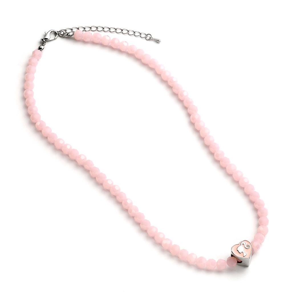Barbie Pink Bead Necklace with Heart Shaped Bead Charm