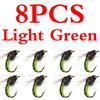 8PCS #12 Brass Bead Head Fast Sinking Nymph Scud Fly Bug Worm for Trout Fishing Nymphing Artificial Insect Bait Lure