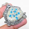 Natural K2 Blue Azurite, White Topaz 925 Sterling Silver Pendant 2.17" H9a80