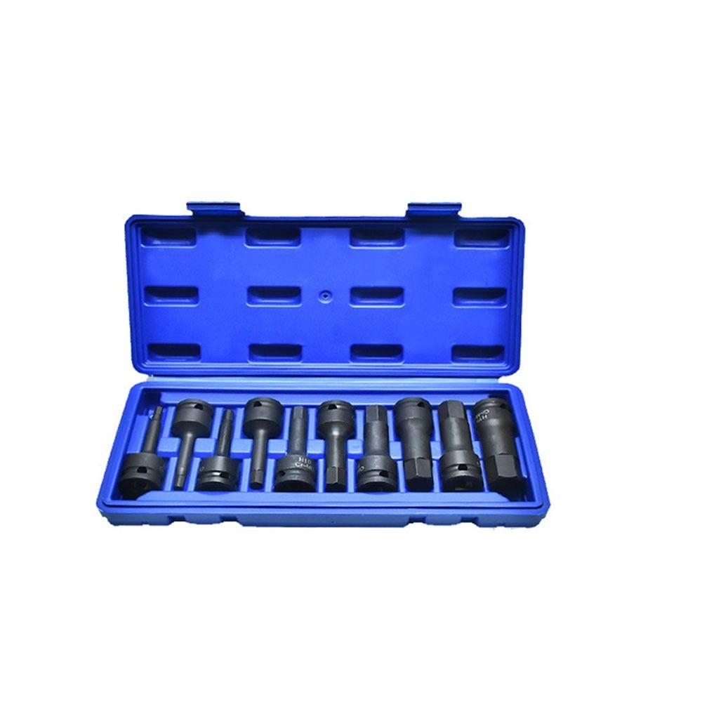 10PCS Cr-Mo Steel Impact Wrench Socket 1/2 Inch Drive Metric Power Nuts Driver Socket Removal