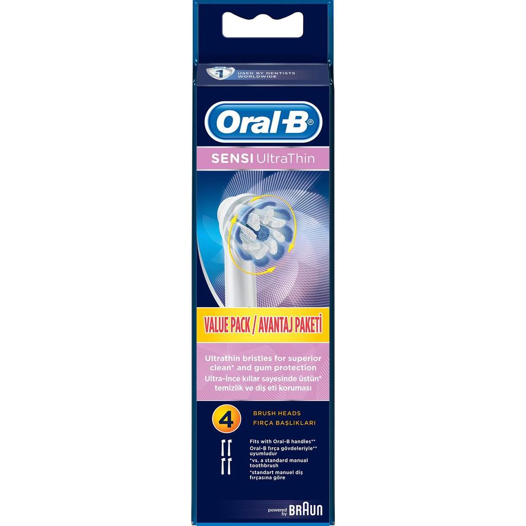 Procter & Gamble Braun Oral-B SENSI Сменные насадки UltraThin, Мягкие Ультратонкие щетинки, 4 насадки (EB60-4-EL) [Параллельный импорт]