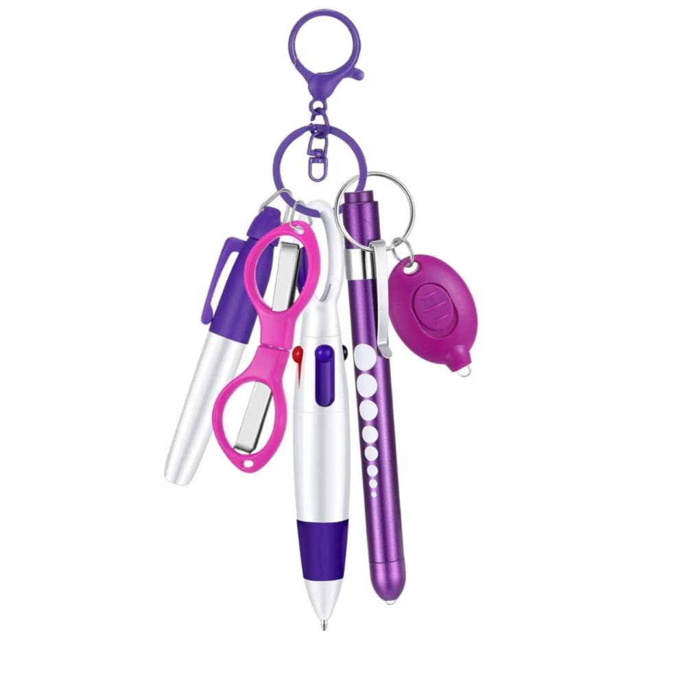 Новые многофункциональные ручки 6-в-1 для медсестер, портативная шариковая ручка-брелок, набор выдвижных шариковых ручек