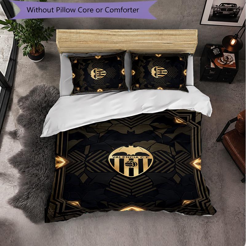Valencia FC Themed Bedding 3Pcs Duvet Cover Set Decorative Bed Linen For Teen Room Home Decoration